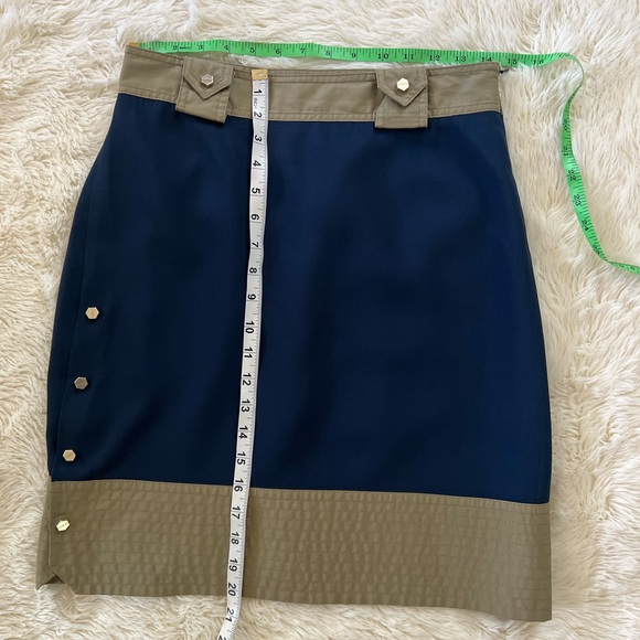 ICEBERG Navy & Khaki Straight Skirt Size Small - Picture 2 of 5